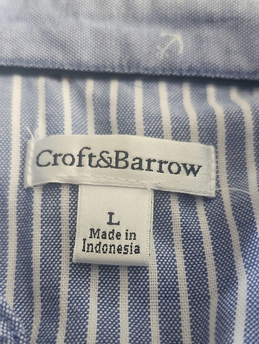 Croft & Barrow, 100% Cotton, Long Sleeved, Button Down, Denim Blue Blouse, L - Picture 5 of 8